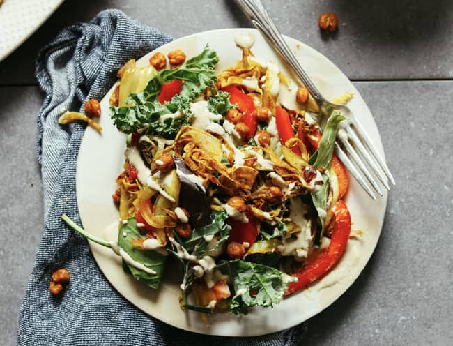 Curry-Roasted Fennel Salad with Rosemary Tahini Dressing