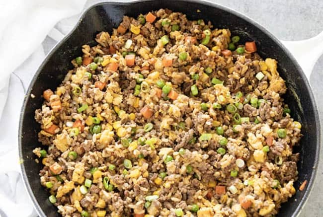 Ground Beef with Vegetable Fried Rice