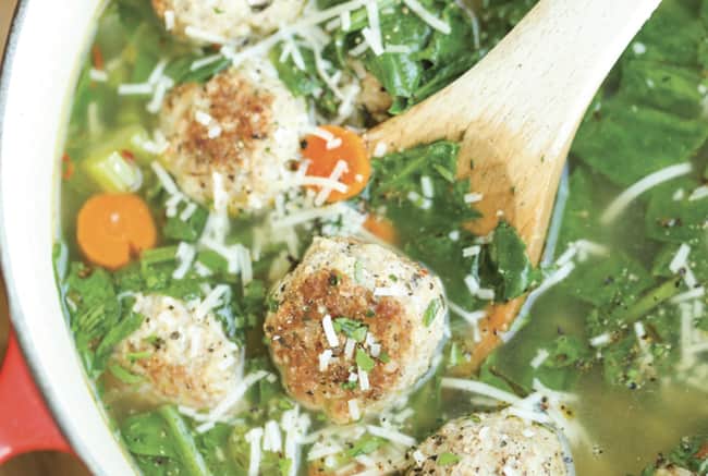 Spinach Soup with Turkey Meatballs