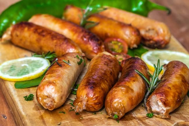 Cooked and ready to eat sausage