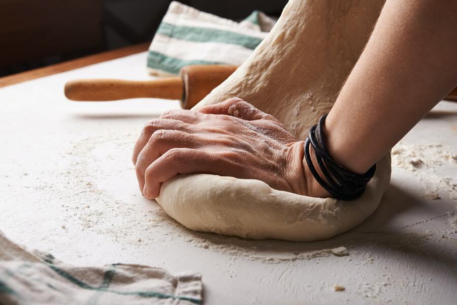 Preparing the bread
